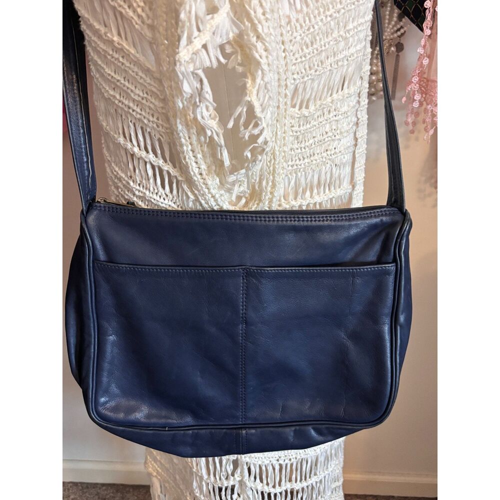 Sven Design Berkeley CA Vintage Navy Blue Leather Crossbody Shoulder Bag